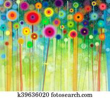 Abstract flower watercolor painting