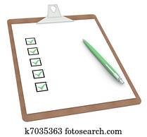 Clipboard with Checklist X 5 and Pen