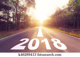 Empty asphalt road and New year 2018 goals concept. Empty asphalt road and New year 2018 goals concept.