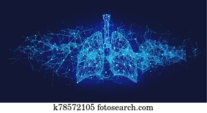 Futuristic medical concept with blue human lungs Futuristic medical concept with blue human lungs