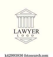 Law Firm And Lawyer Office Black And White Logo Template With Greek Court Building Justice Symbol Silhouette