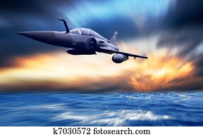 militær, airplan, på, den, hastighed