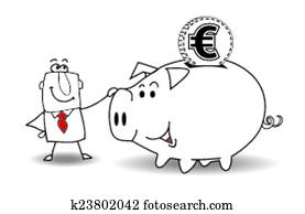 Piggy bank and euro