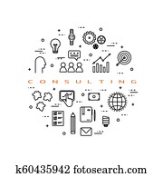 Round linear concept for business consulting service. Round linear concept for business consulting service.
