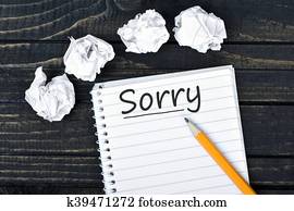 Sorry text on notepad
