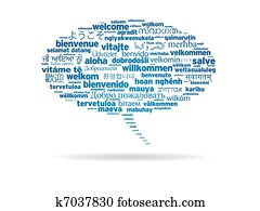 Speech Bubble - Welcome in different languages