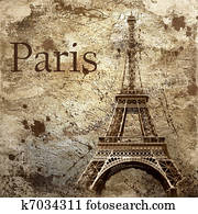 Vintage view of Paris on the grunge background Vintage view of Paris on the grunge background
