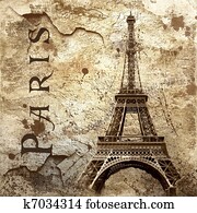 Vintage view of Paris on the grunge background Vintage view of Paris on the grunge background
