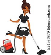 אמריקאי אפריקני, עוזרת בית, שואב אבק