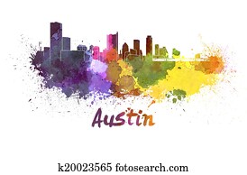 Austin skyline in watercolor Austin skyline in watercolor