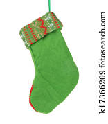 Christmas green sock Drawing | k26965352 | Fotosearch