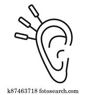 Ear acupuncture icon, outline style Ear acupuncture icon, outline style