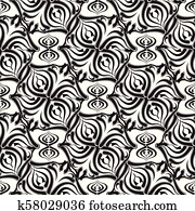 Floral vector seamless pattern. White background with black abs Floral vector seamless pattern. White background with black abs