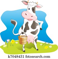 Funny cow carry wooden milk pail Funny cow carry wooden milk pail