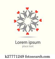 logo, ludzie, z, serce