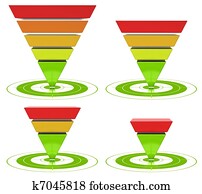 הסבה, שפוך, עם, customizable, inversed, פירמידה, מעל, a, רקע לבן