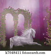 סוס, ב, a, ורדים, גן