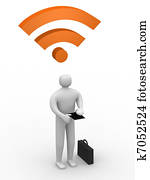 businessman working on Ipad and rss symbol businessman working on Ipad and rss symbol