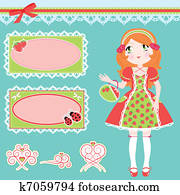 cute girl and design elements cute girl and design elements