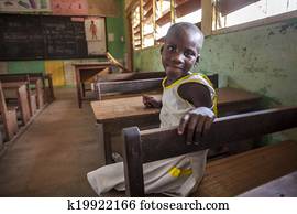 Cute girl at her school in Africa