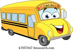 karikatur, schulbus karikatur, schulbus