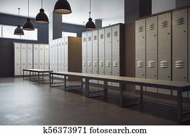 Modern locker room interior Modern locker room interior