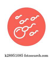 sperma, en, ei, cellen, dune lijn, pictogram