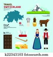 Travel Concept Switzerland Landmark Flat Icons Design .Vector Il Travel Concept Switzerland Landmark Flat Icons Design .Vector Il