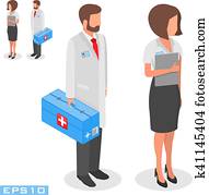Vector illustration medical workers, on a white background. Vector illustration medical workers, on a white background.