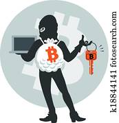 數字, 貨幣, 概念, -, bitcoin, 黑客