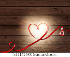 corazón, cinta, amor, día de valentines, matrimonio, madera