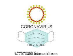coronavirus, megelőzés, ikon, surgical maszk, to prevent, coronavirus, és, diseases., wuhan, vírus, disease., coronaviruses, vektor, ábra, vírus, ered, alatt, wuhan, china., 2019-ncov, vektor, elszigetelt