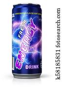 Energy drink in metal can Energy drink in metal can