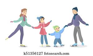 familie, is, skating.