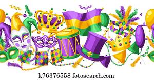 Mardi Gras party seamless pattern. Mardi Gras party seamless pattern.