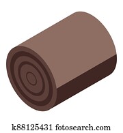Tree stump section icon, isometric style