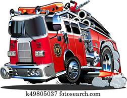 vetorial, caricatura, firetruck
