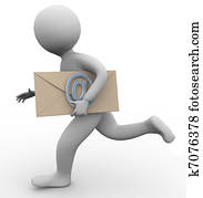 3d, איש, עם, שלח, מעטפה