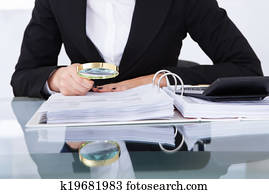 Auditor Scrutinizing Financial Documents