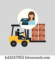 call centre woman working carrying boxes