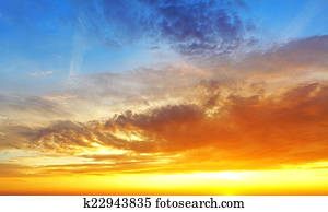 céu, com, dramático, nublado, pôr do sol, e, sol