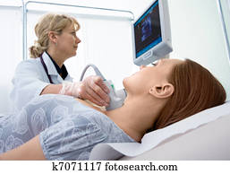 exploração, de, um, tiróide