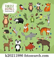 Forest Animals hand-drawn illustration Forest Animals hand-drawn illustration