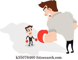 grande, contra, pequeno, homem negócios