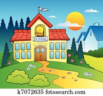 Theme with big school building Theme with big school building