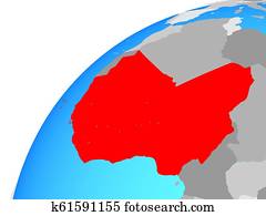 Western Africa on globe