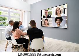 ועידה של וידאו, פגישה של עסק, התקשר