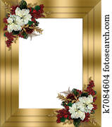 Christmas border gold floral Christmas border gold floral