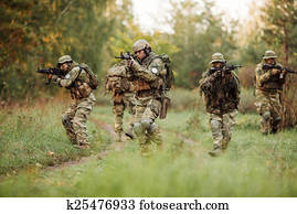 group of soldiers engaged in the exploration area