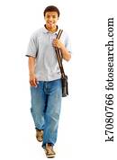 Happy Casual Dressed Young African American College Student Isolated on White Background Happy Casual Dressed Young African American College Student Isolated on White Background